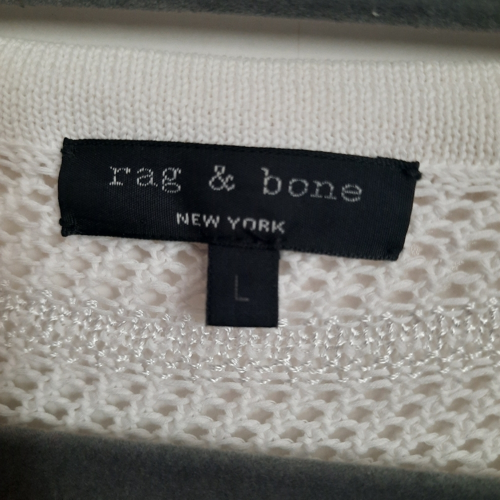 Rag & Bone White Crochet V-Neck Sweater Pullover size Large - Picture 6 of 8